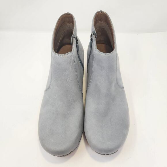 Dansko Maria Gray Nubuck Clog Ankle Boot Women Size 38 US 8.5 Zip Comfort Shoe - Picture 2 of 9